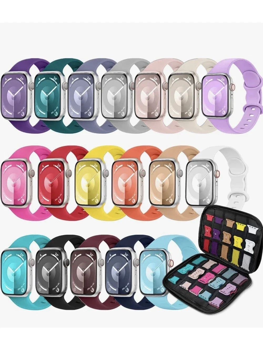 18 Pack Sport Band Compatible with Apple Watch Bands 40mm 41mm 38mm 46mm 45mm 44